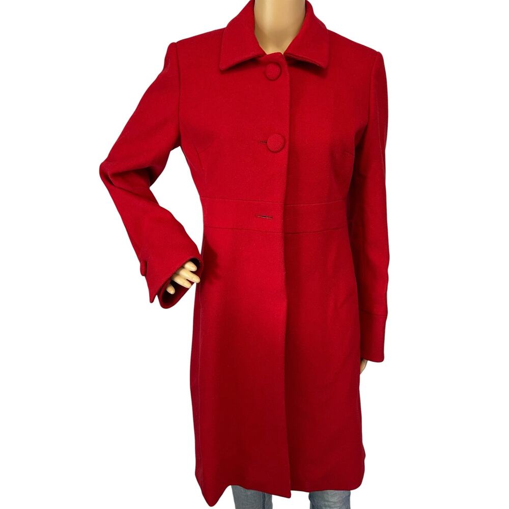 J. Crew Vintage Pure Wool Classic Lady Day Coat Red 86707 Size 6 - Picture 2 of 11